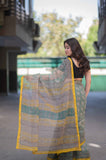 Dewdrop Glow- Green Bagru Kota Doria Saree