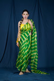 MahaMaaya - Green Leheriya Saree
