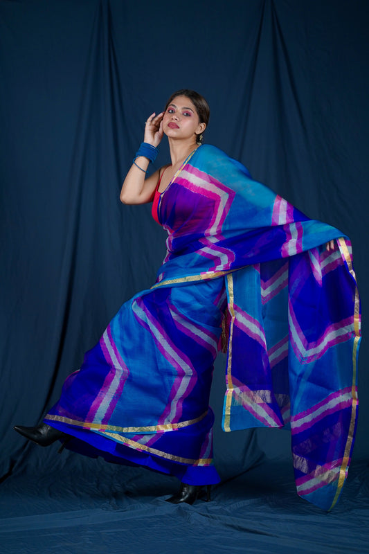 Sangam - Blue Purple Silk Saree