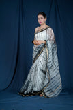 Kalindi - Black & White Kota Silk Saree
