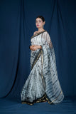 Kalindi - Black & White Kota Silk Saree