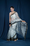 Kalindi - Black & White Kota Silk Saree