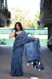 Indigo Garden- Maheshwari Silk Saree