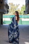 Blue Heaven- Indigo Maheshwari Silk Saree