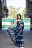 Blue Heaven- Indigo Maheshwari Silk Saree