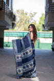 Blue Heaven- Indigo Maheshwari Silk Saree