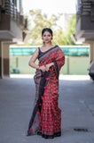Scarlet Shadow- Maheshwari Silk Saree