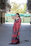 Scarlet Shadow- Maheshwari Silk Saree