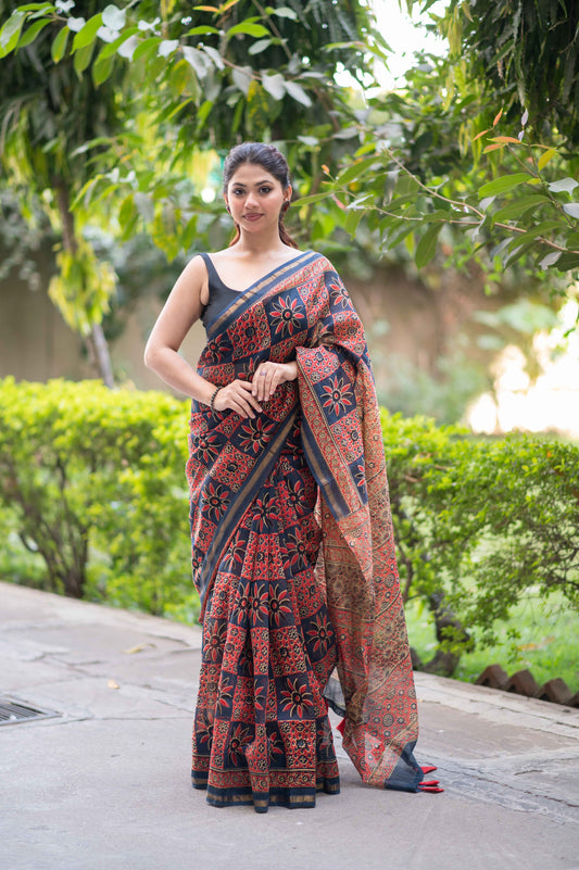 Sapphire Symphony - Maheshwari Silk Saree