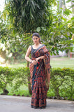 Sapphire Symphony - Maheshwari Silk Saree