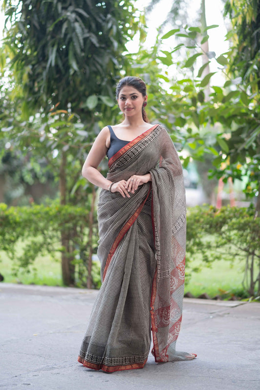Harmony- Checkered Kota Doria Saree