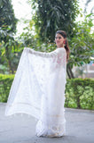 Snowflakes - White Kota Doria Saree