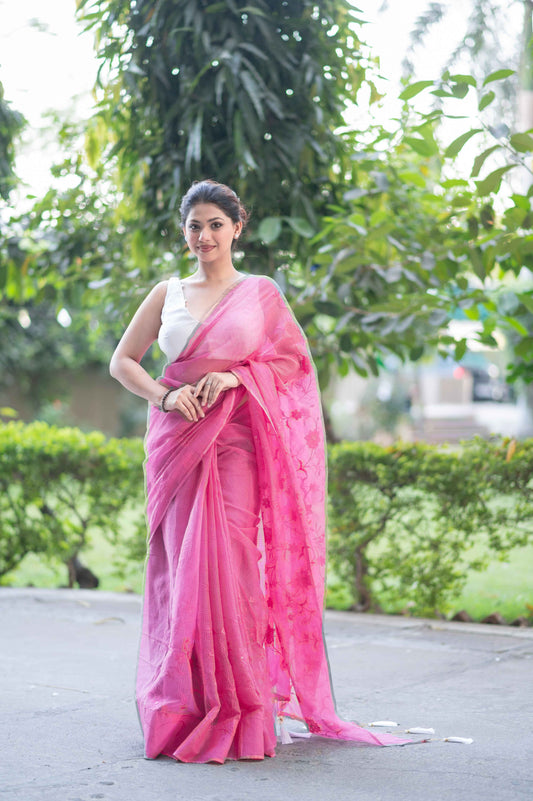 Pink Whisper- Kota Doria Saree