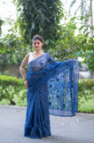 Blue Lagoon Bliss- Emb Kota Doria Saree