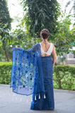 Blue Lagoon Bliss- Emb Kota Doria Saree