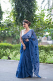 Blue Lagoon Bliss- Emb Kota Doria Saree