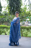 Blue Lagoon Bliss- Emb Kota Doria Saree