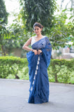 Blue Lagoon Bliss- Emb Kota Doria Saree