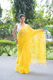 Saffron Sunshine- Yellow Kota Doria Saree