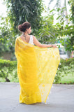 Saffron Sunshine- Yellow Kota Doria Saree