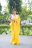 Saffron Sunshine- Yellow Kota Doria Saree