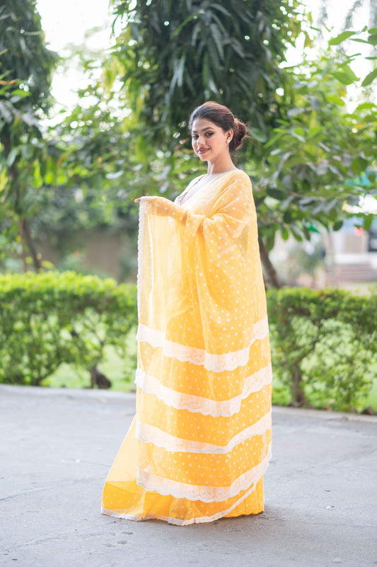 Bindu Re Bindu - Yellow Kota Doria saree
