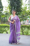 Bindu Re Bindu Purple Kota Doria Saree