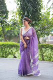 Bindu Re Bindu Purple Kota Doria Saree