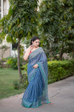 Cerulean Charm - Kota Doria Saree