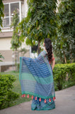 Cerulean Charm - Kota Doria Saree