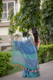 Cerulean Charm - Kota Doria Saree