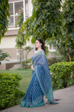 Cerulean Charm - Kota Doria Saree