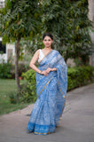Sapphire Sky- Batik Kota Doria Saree