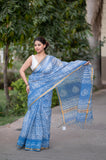 Sapphire Sky- Batik Kota Doria Saree