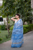 Sapphire Sky- Batik Kota Doria Saree
