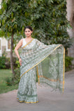 Green Oasis- Batik Kota Doria Saree