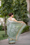 Green Oasis- Batik Kota Doria Saree
