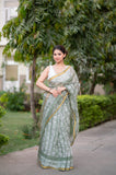 Green Oasis- Batik Kota Doria Saree