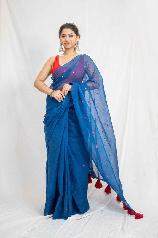 Blue Mirage - Cotton Kota Doria Saree