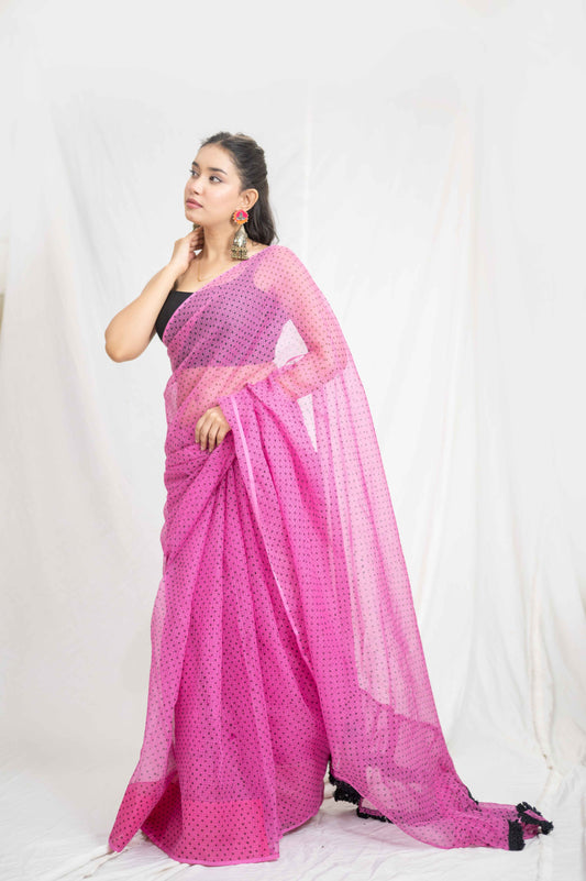 Bholi re Bindu - Pink Kota Doria Saree