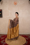 Devangi- Brown Saree with hand embroidery