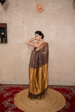 Devangi- Brown Saree with hand embroidery