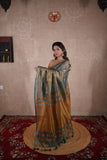 Dhriti- Green Saree with zari stripes
