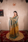 Dhriti- Green Saree with zari stripes