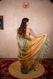Dhriti- Green Saree with zari stripes
