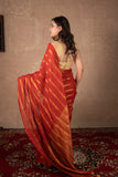 Dhvalima- Red Striped Linen Saree