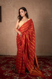 Dhvalima- Red Striped Linen Saree