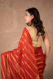 Dhvalima- Red Striped Linen Saree
