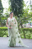 Emerald Love- Green Kota Doria Saree