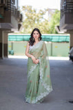 Fern Delight- Green Kota Doria Saree
